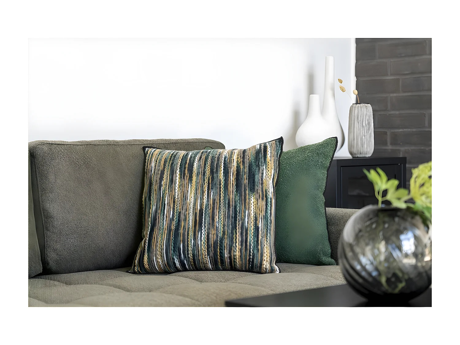 Coussin Décoratif Lismore, Vert, 40x40x1 cm, Seven Design