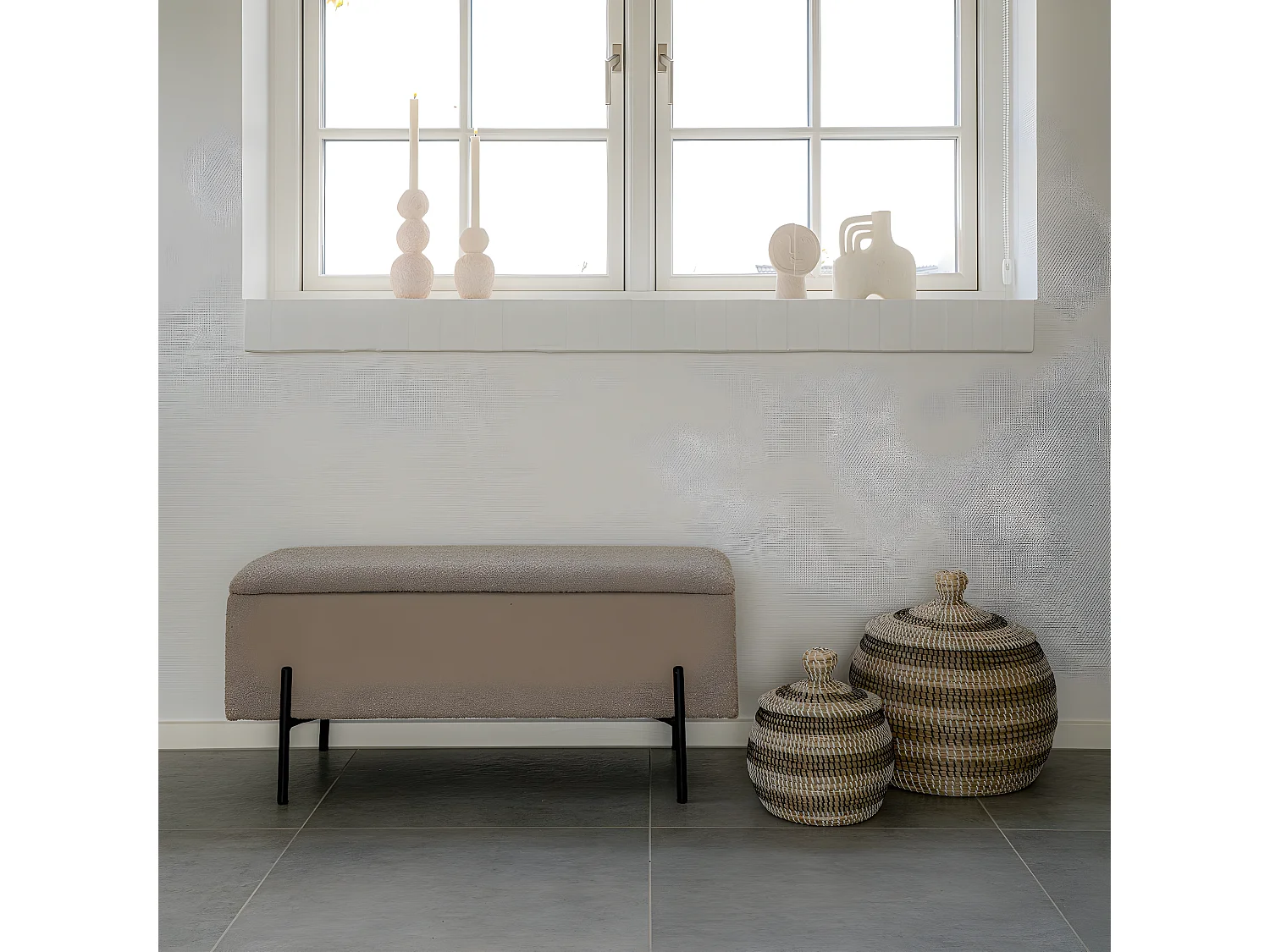 Ławka z Miejscem do Przechowywania Watford, Beżowy, 36,5x95x42 cm, Seven Design