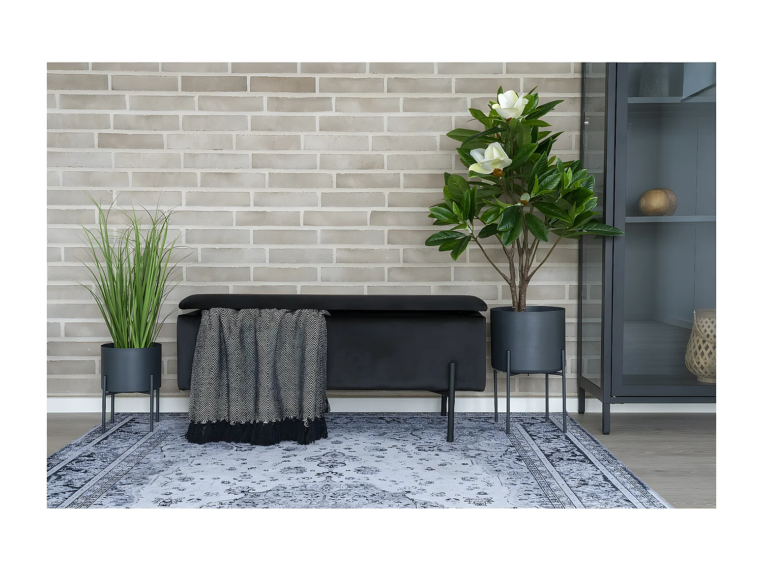 Banc avec Rangement Watford, Noir, 36,5x95x46 cm, Seven Design