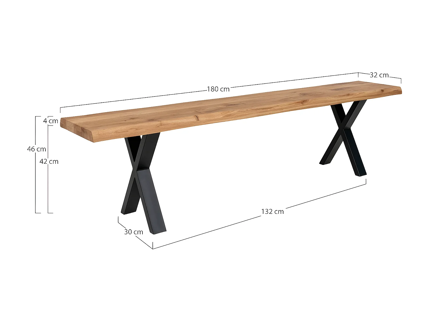 Banc Toulon, Marron, 180x32x46 cm, EPIKASA