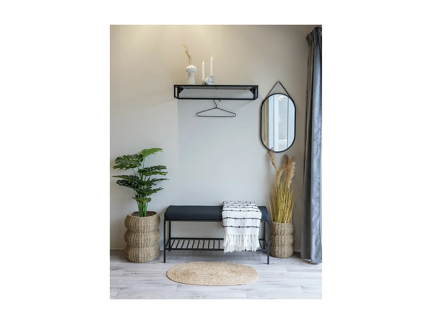 Banc Vita, Noir, 36x100x48,5 cm, EPIKASA