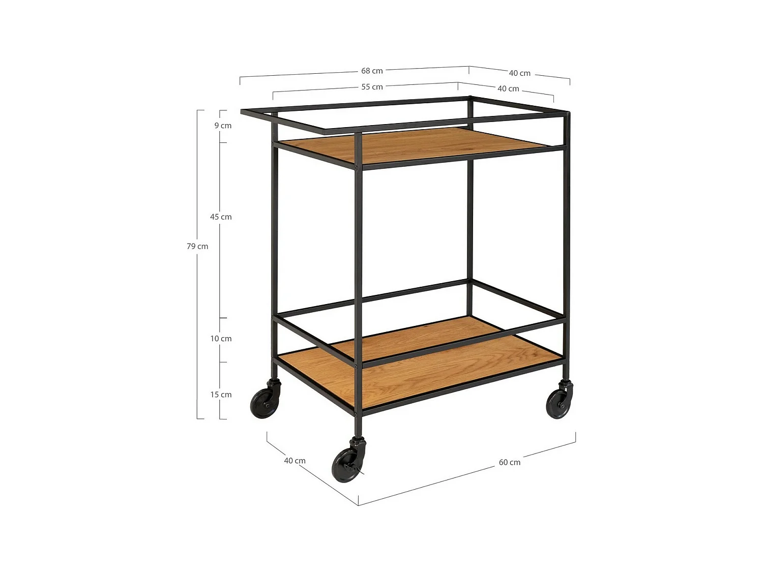 Trolley Vita, Bruin, 68x40x79 cm, EPIKASA