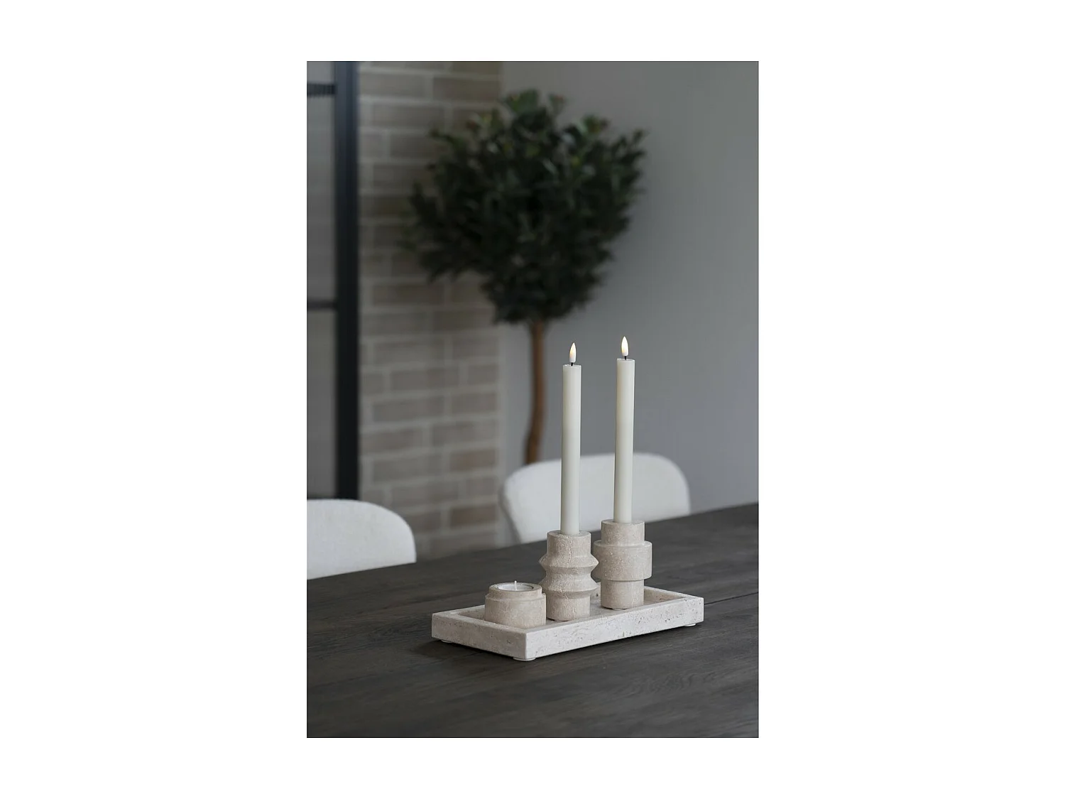 Bougeoir Candle, Beige, 7x7x10 cm, EPIKASA