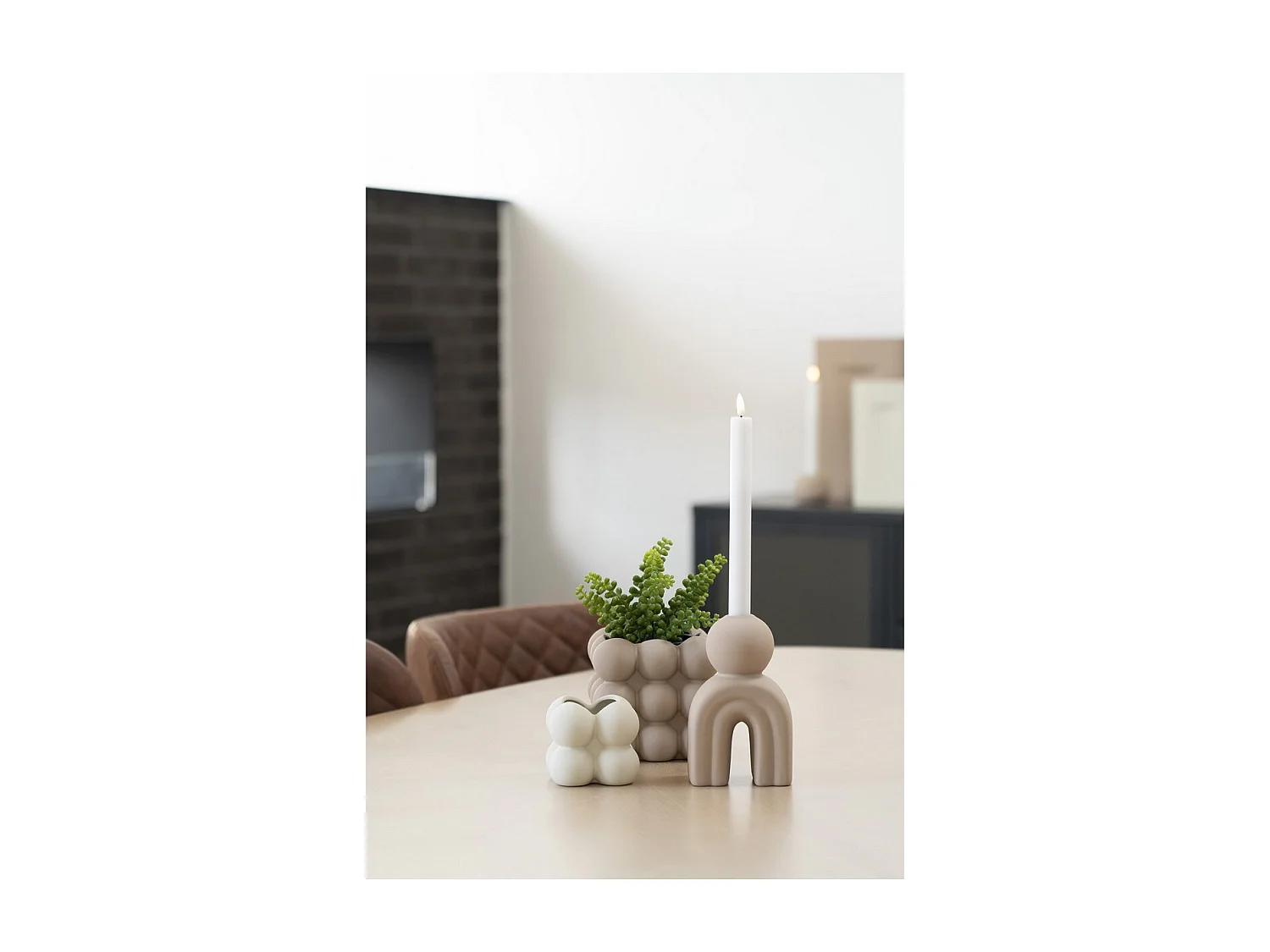 Bougeoir Candle, Marron, 6,5x10,5x17 cm, Seven Design