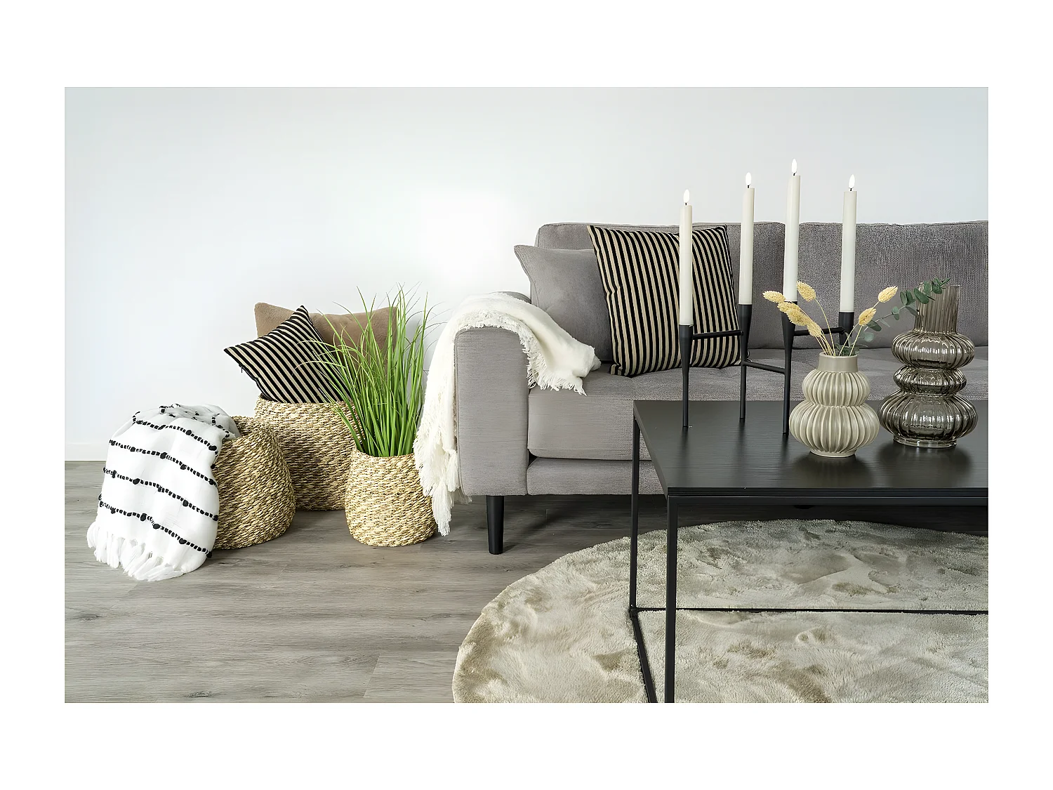 Kaarsenhouder Candle, Zwart, 28x15x21 cm, Seven Design