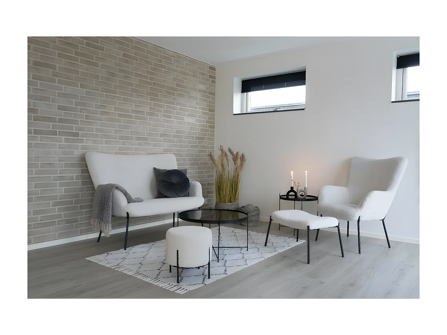 Tabouret Glasgow, Blanc, 41x61x36 cm, Seven Design