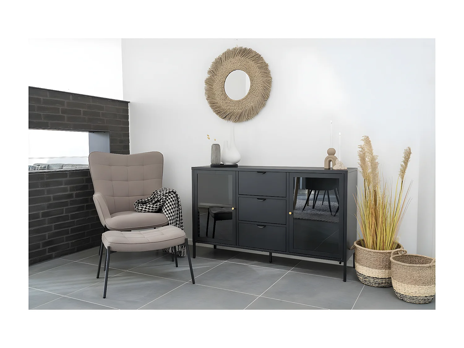 Podnóżek Glasgow, Beżowy, 41x61x36 cm, Seven Design