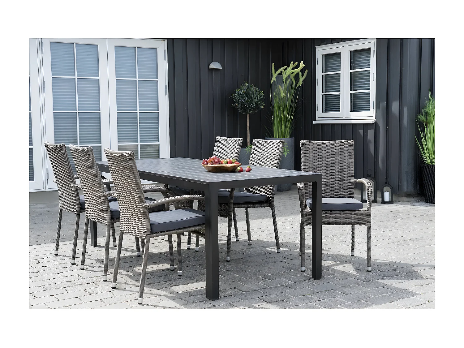 Coussin de Chaise Portland, Noir, 38x46x5 cm, EPIKASA