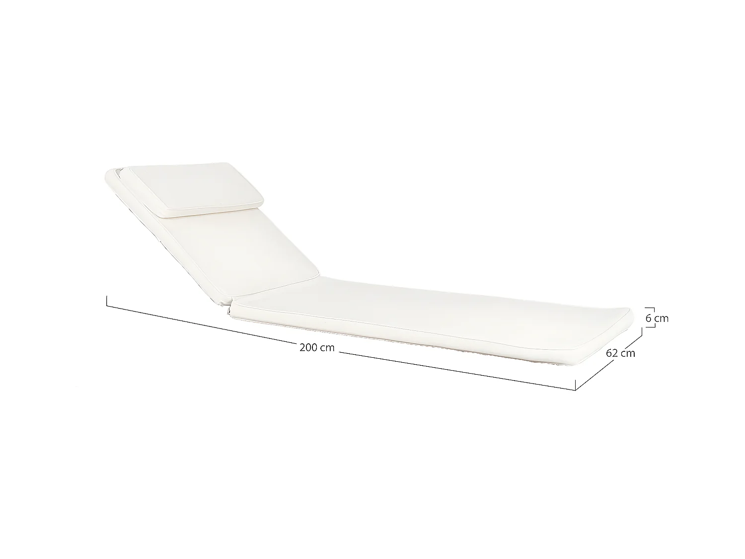 Coussin pour Chaise Longue Andorra, Blanc, 200x62x6 cm, EPIKASA