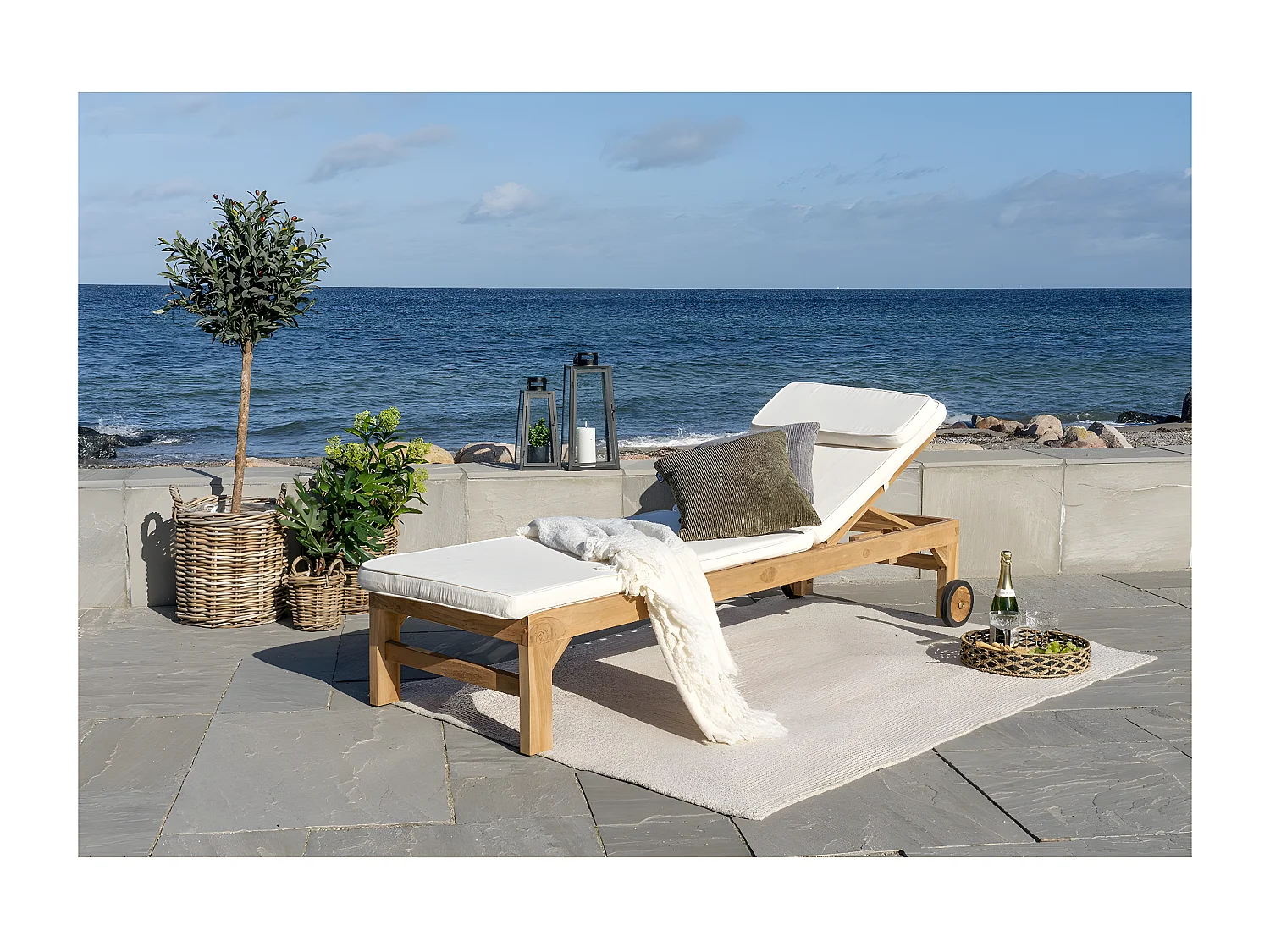 Coussin pour Chaise Longue Andorra, Blanc, 200x62x6 cm, Seven Design