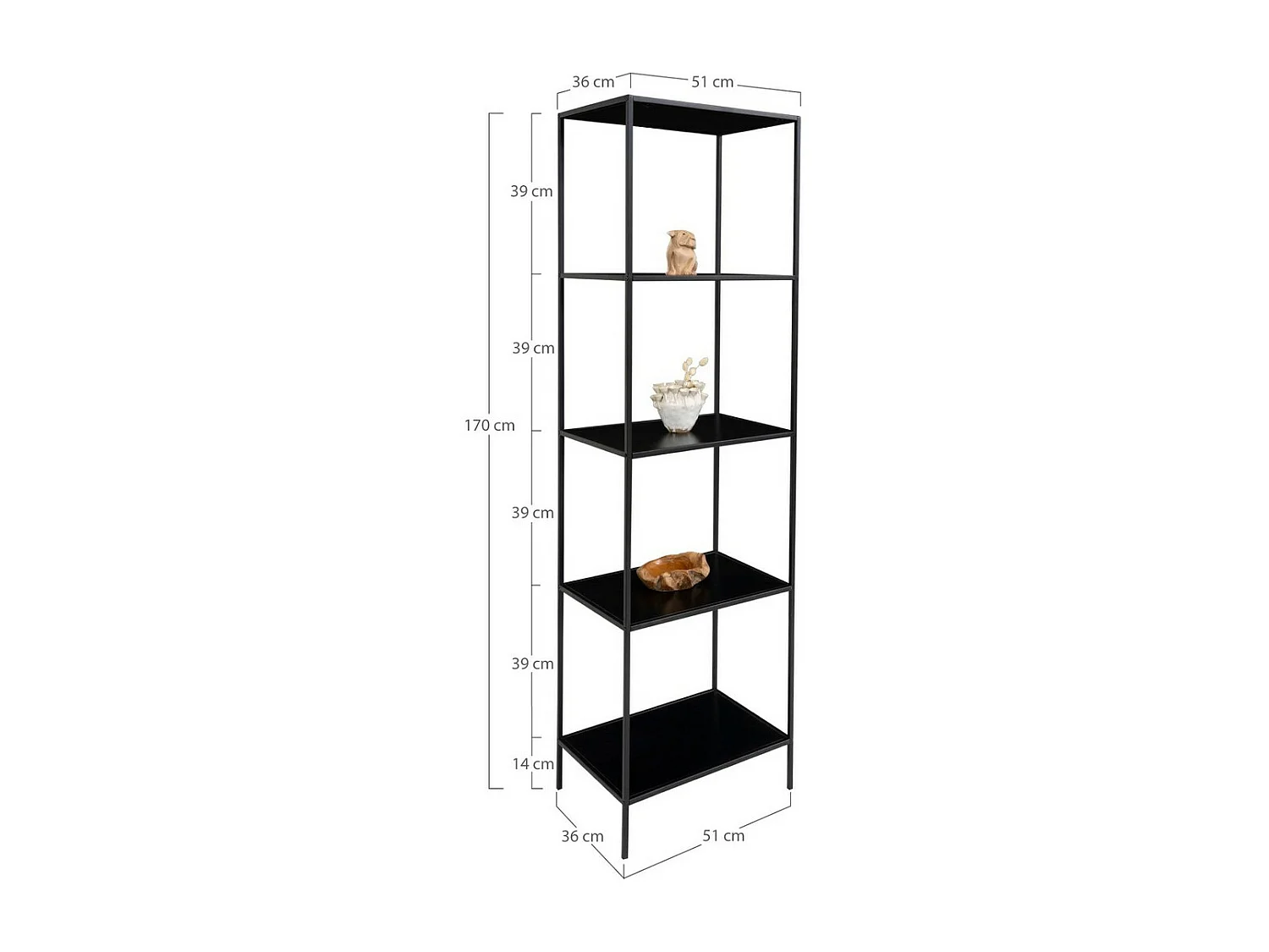 Libreria Vita, Nero, 36x51x170 cm, EPIKASA