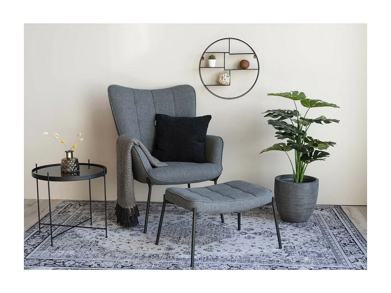 Plank Genk, Zwart, 47x47x10 cm, Seven Design