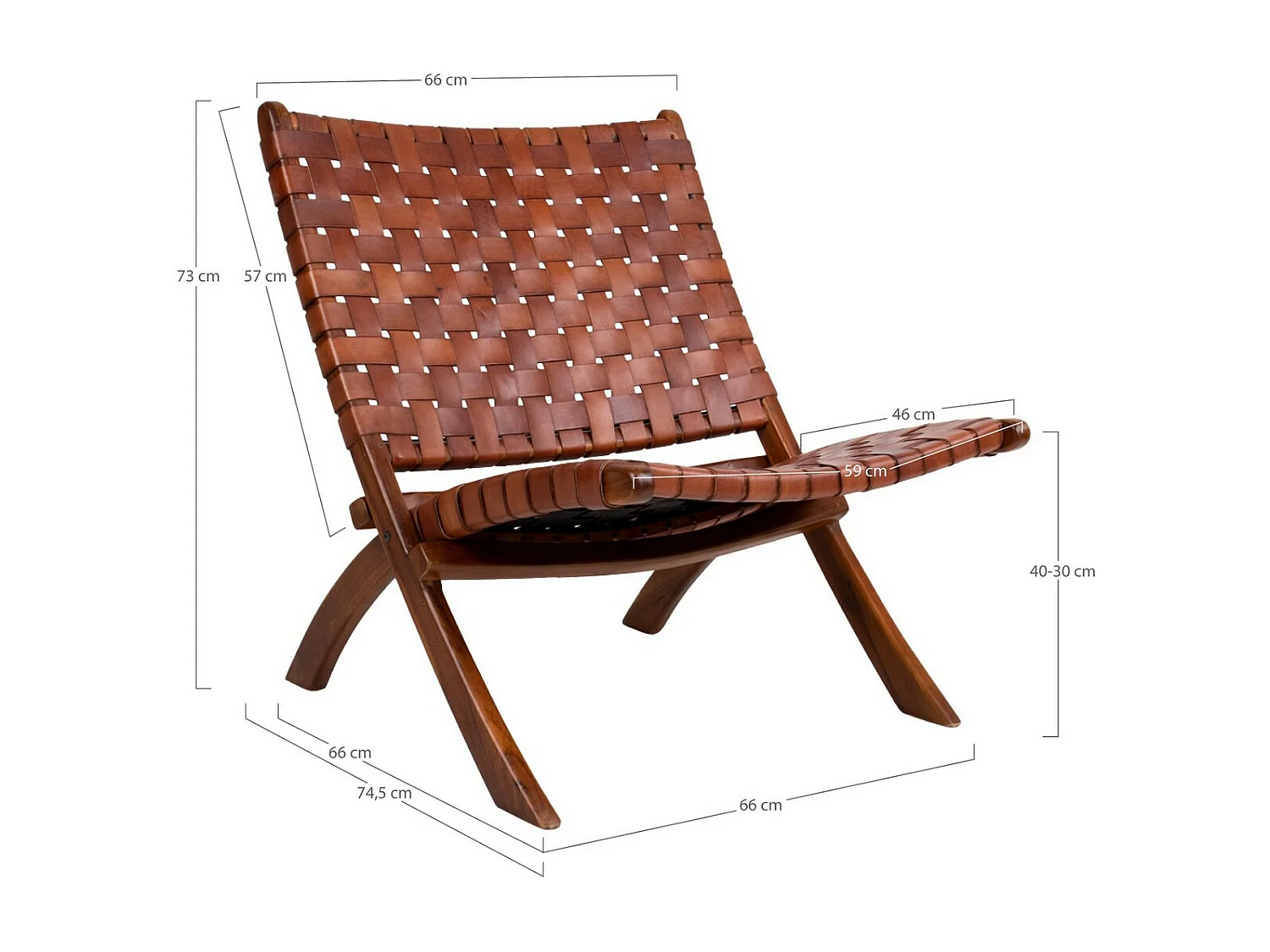 Fauteuil Pliant Perugia, Marron, 74x66x73 cm, Seven Design