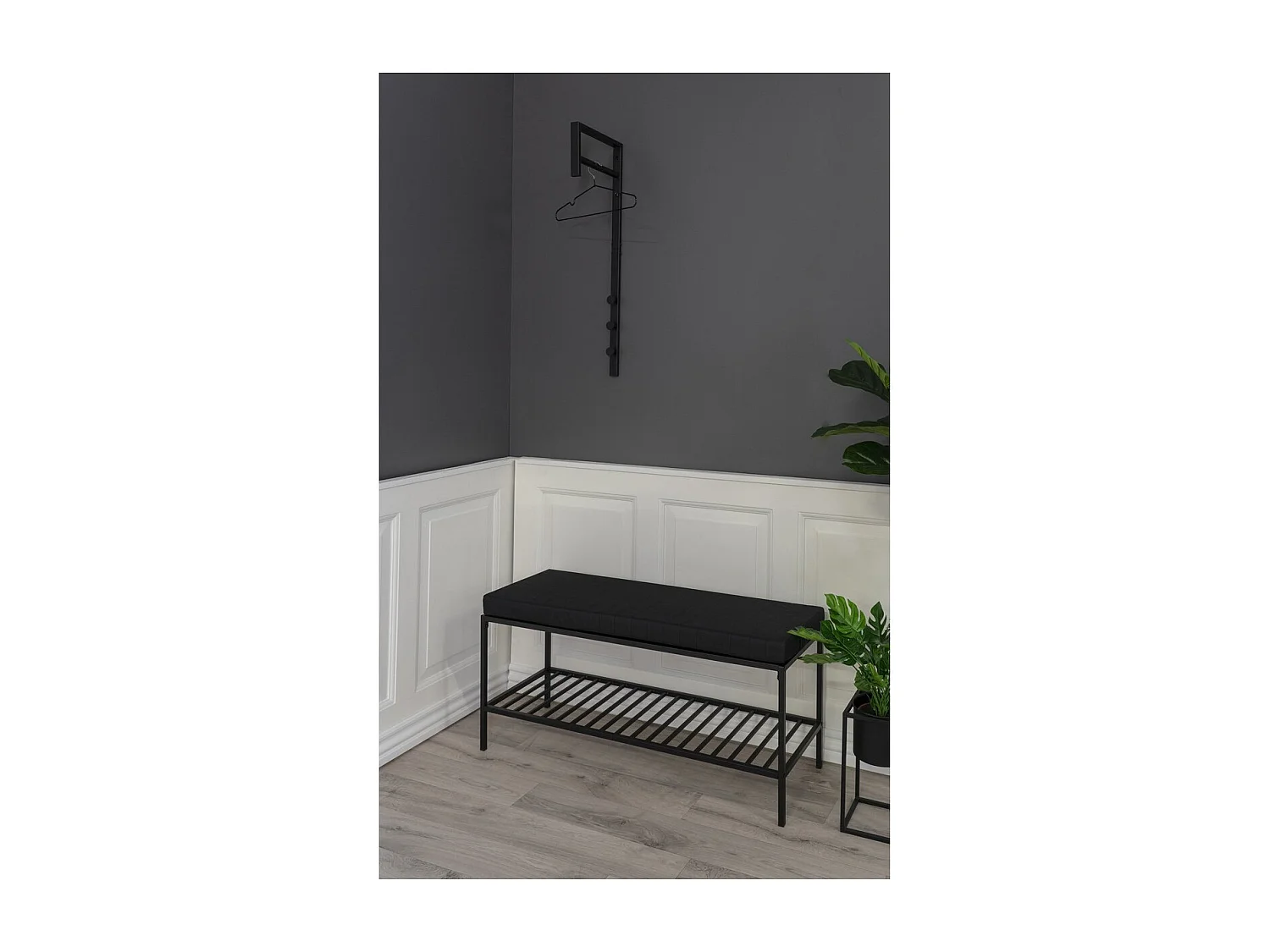 Porte-Manteau Murale Trento, Noir, 30x3x82 cm, Seven Design