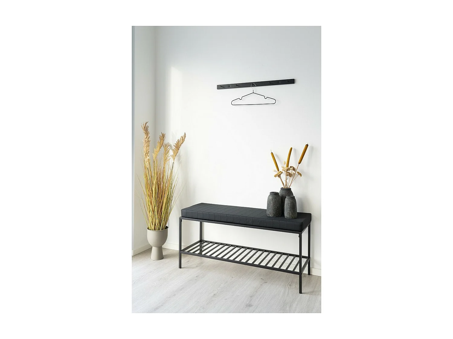 Porte-Manteau Murale Vita, Noir, 70x4x4 cm, Seven Design