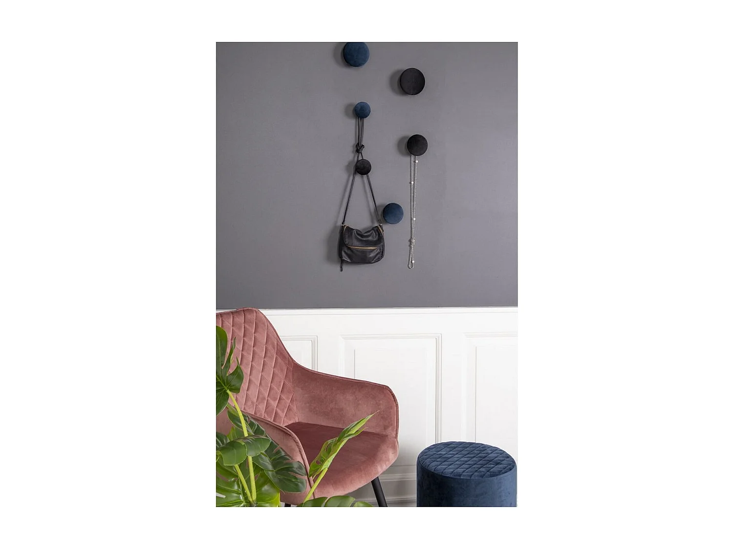 Porte-Manteau Murale Giza, Bleu, 10x10x50 cm, EPIKASA