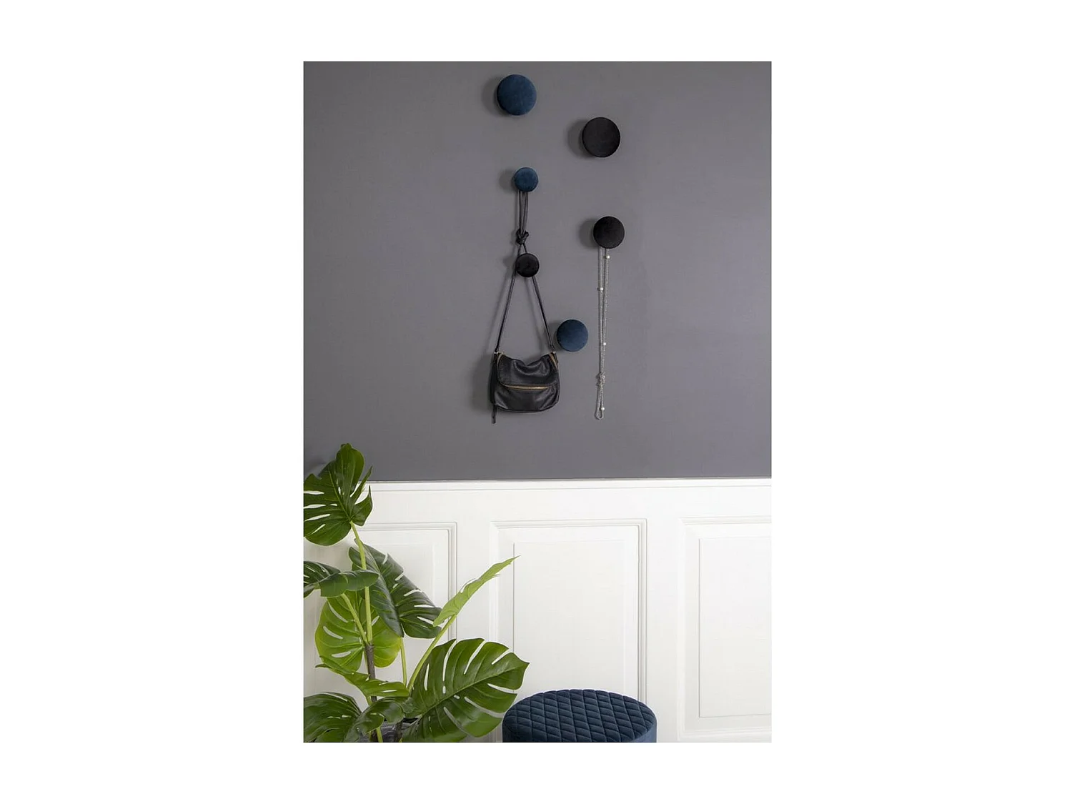 Porte-Manteau Murale Giza, Bleu, 10x10x50 cm, EPIKASA