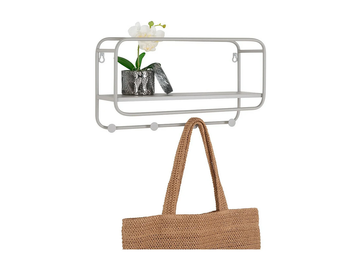 Porte-Manteau Murale Feira, Gris, 15x45x25 cm, Seven Design