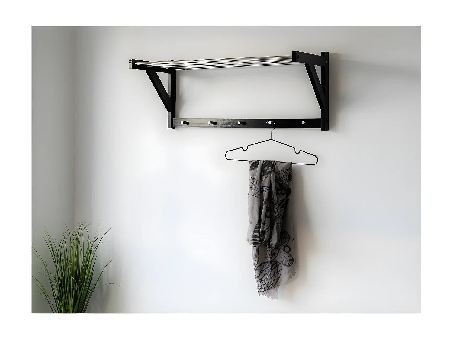 Appendiabiti da Parete Padova, Nero, 78x32x34 cm, EPIKASA