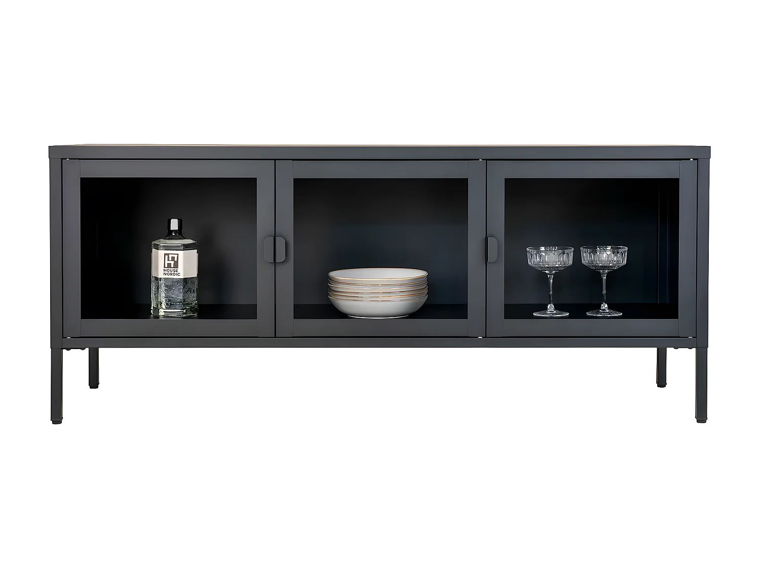 Mobile Porta TV Brisbane, Nero, 40x130x55 cm, EPIKASA