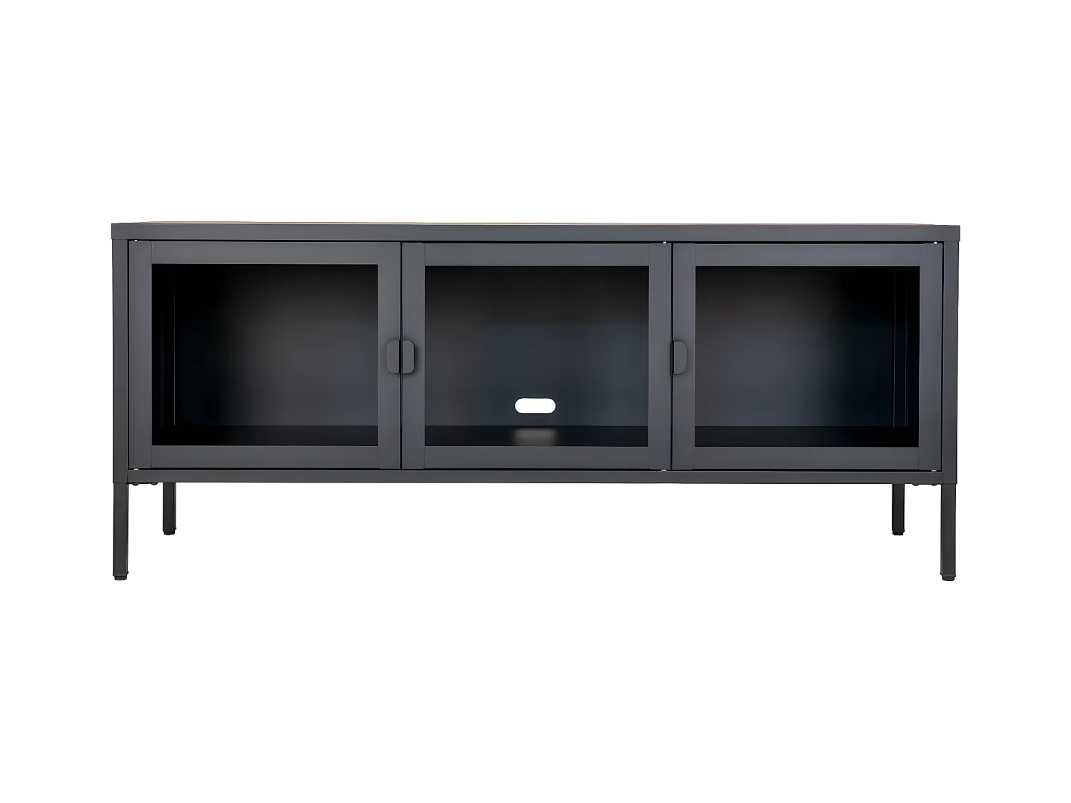 Meuble TV Brisbane, Noir, 40x130x55 cm, EPIKASA