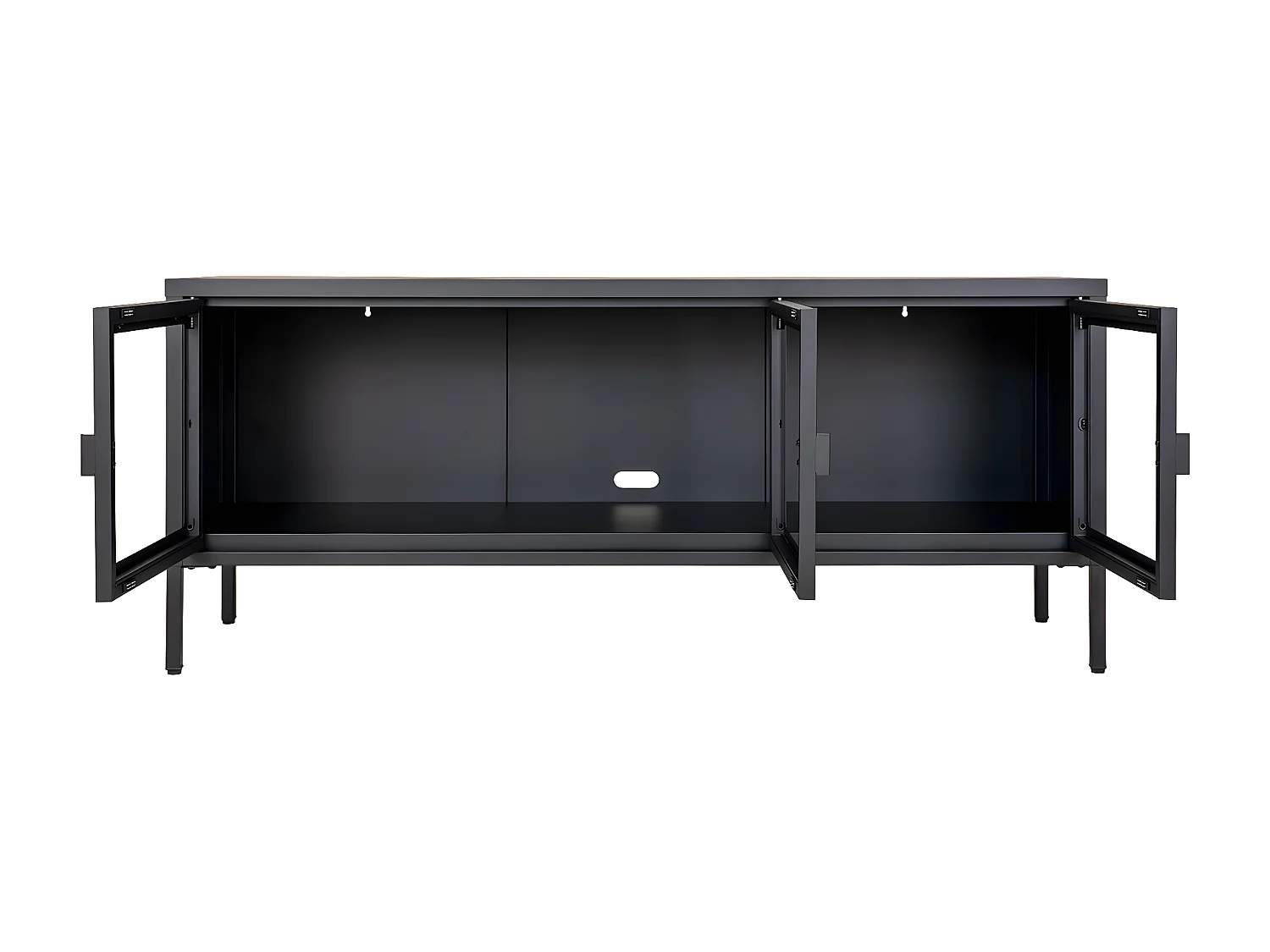 Meuble TV Brisbane, Noir, 40x130x55 cm, Seven Design