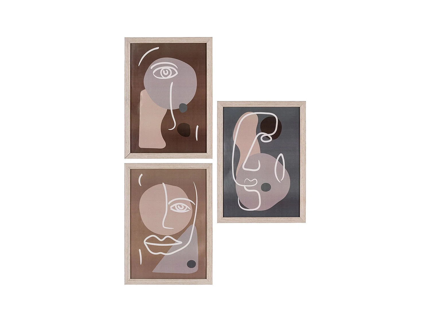 Lot de 3 Tableaux Madison, Marron, 30x21x1,5 cm, EPIKASA