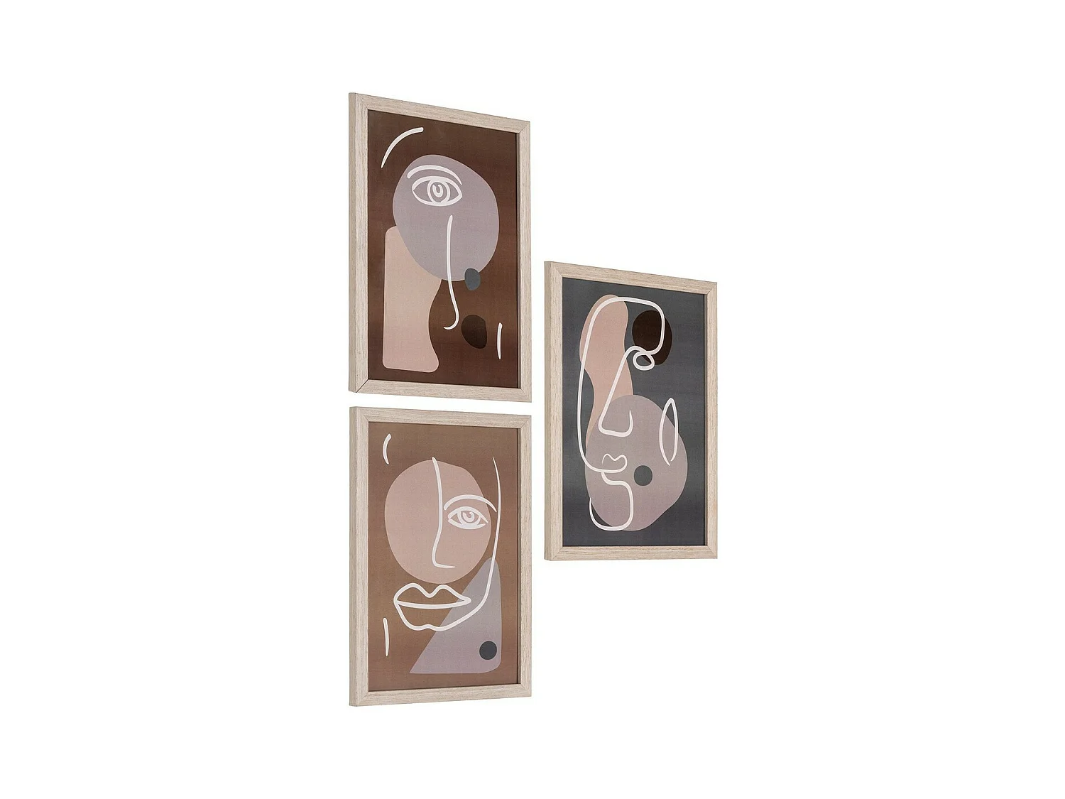 Juego de 3 Cuadros Madison, Marrón, 30x21x1,5 cm, EPIKASA