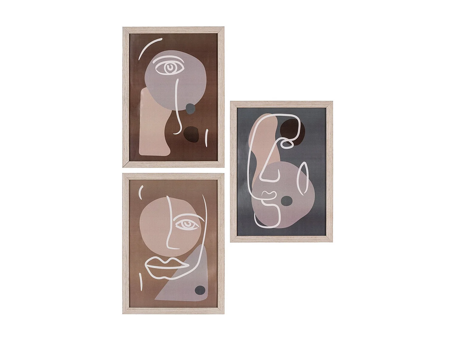 Lot de 3 Tableaux Madison, Marron, 30x21x1,5 cm, Seven Design