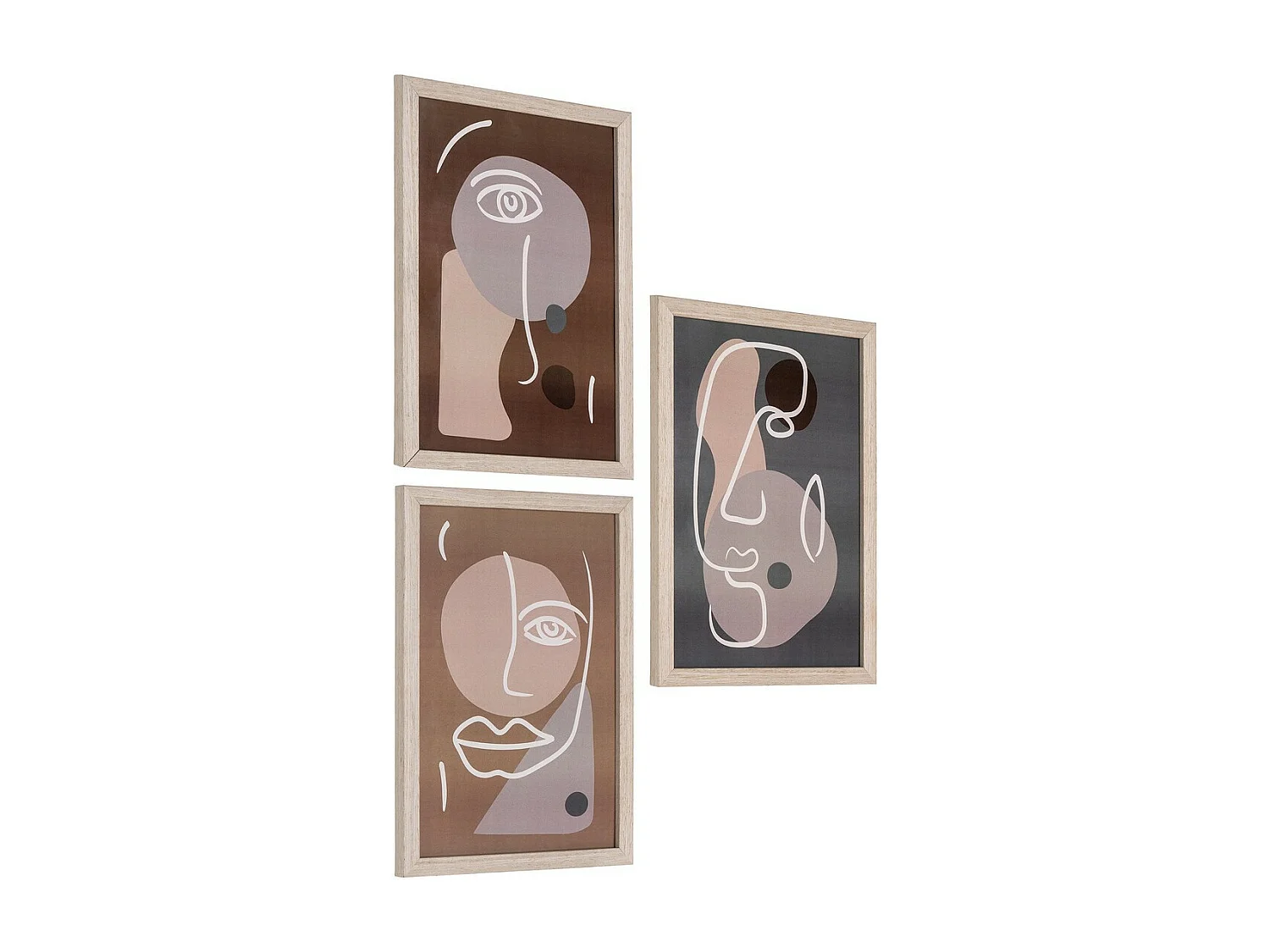 Lot de 3 Tableaux Madison, Marron, 30x21x1,5 cm, Seven Design
