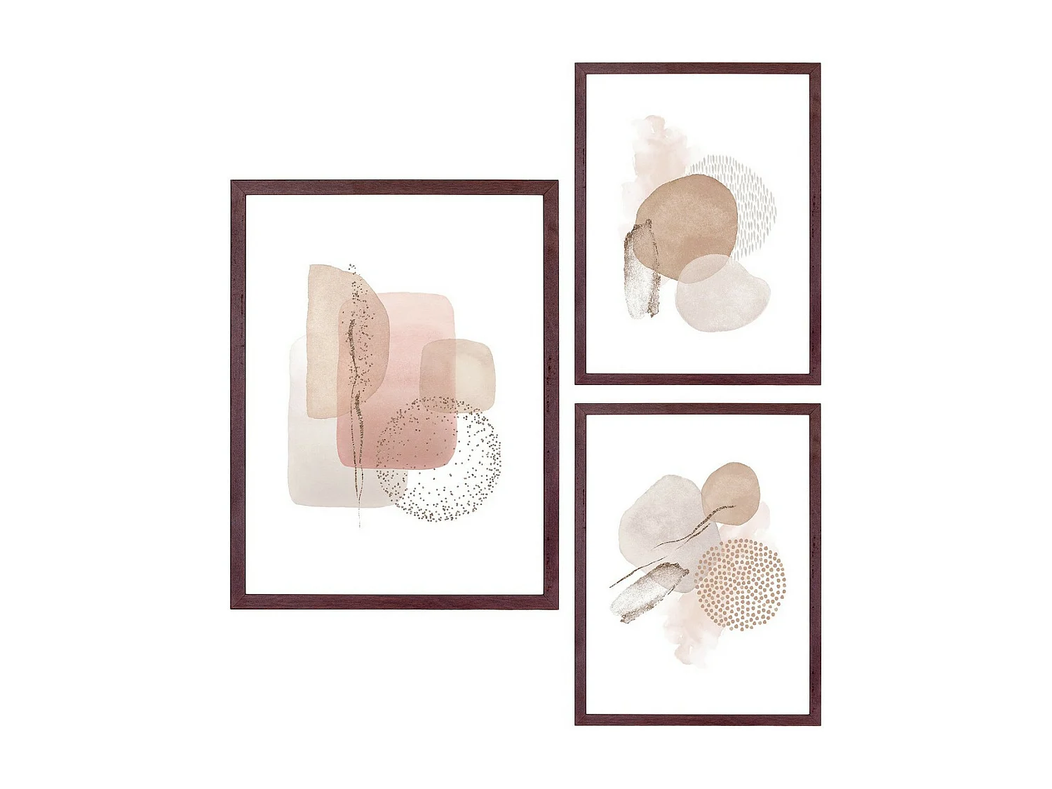 Set van 3 Schilderijen Aspen, Wit, 40x30x1,5 cm, Seven Design