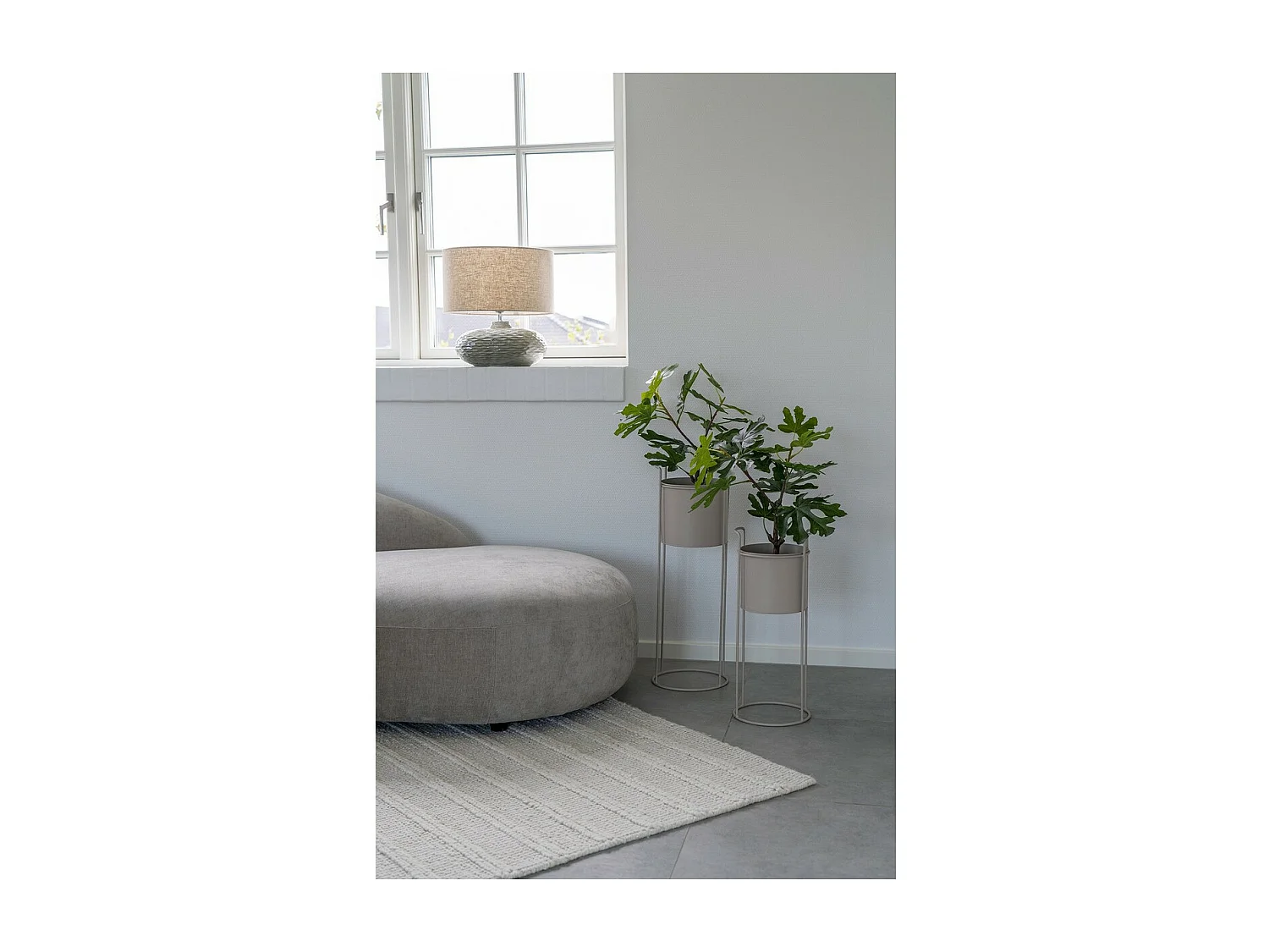 Set van 2 Plantenpotten Rabo, Beige, 21,5x21,5x65 cm, Epikasa