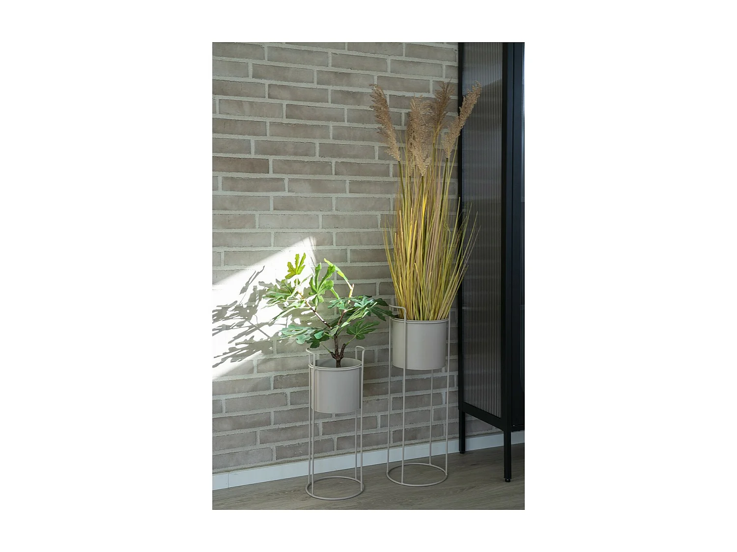 Set van 2 Plantenpotten Rabo, Beige, 21,5x21,5x65 cm, Epikasa