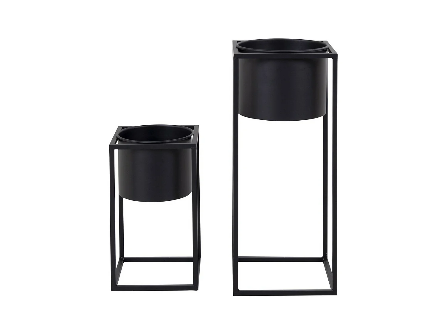 Lot de 2 Cache Pots Marla, Noir, 19,5x19,5x50,5 cm, Epikasa