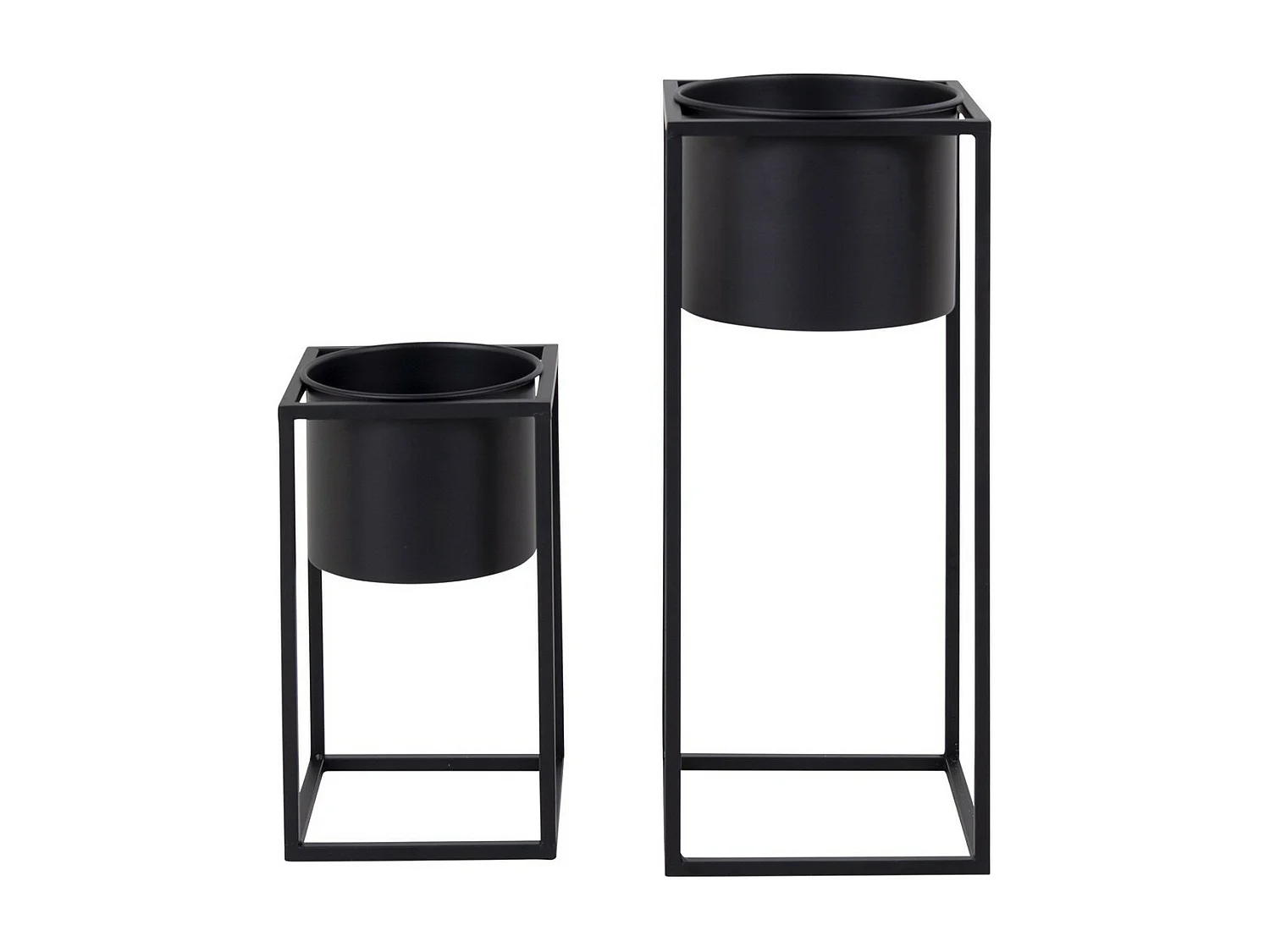 Lot de 2 Cache Pots Marla, Noir, 19,5x19,5x50,5 cm, Seven Design
