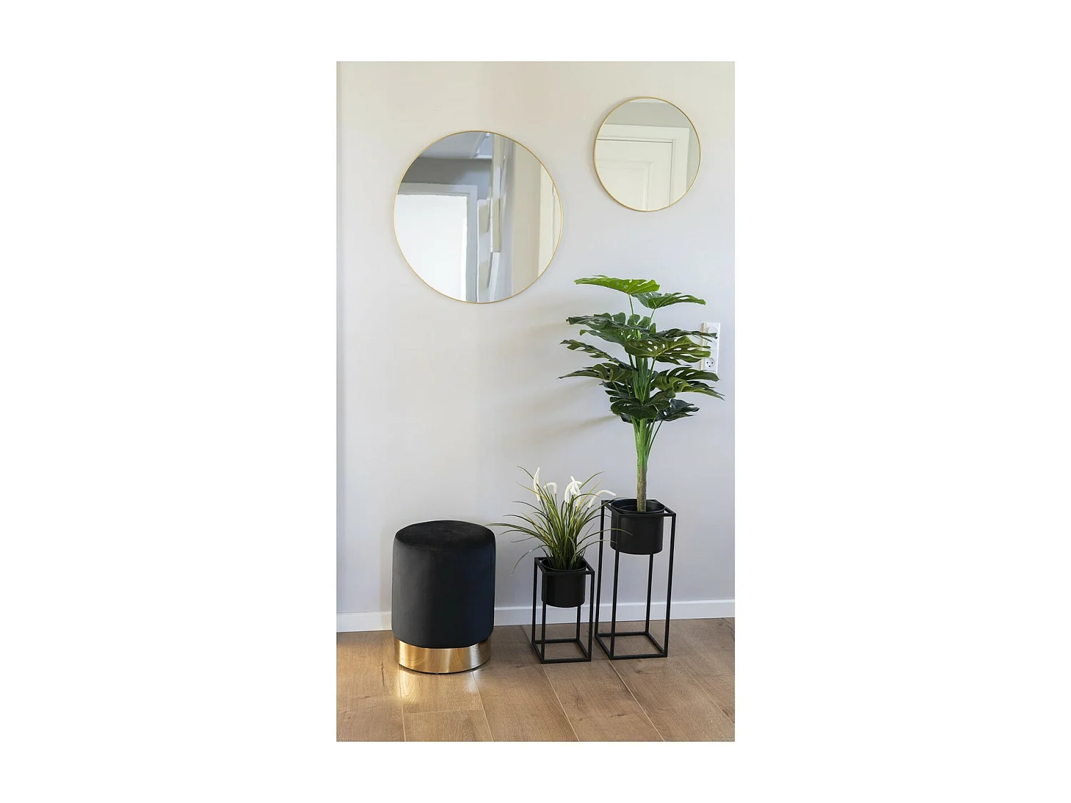 Lot de 2 Cache Pots Marla, Noir, 19,5x19,5x50,5 cm, Seven Design
