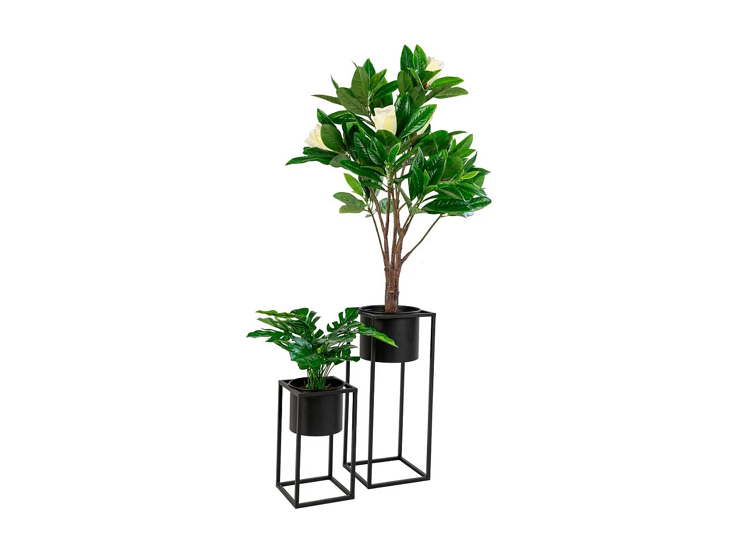 Lot de 2 Cache Pots Marla, Noir, 19,5x19,5x50,5 cm, Seven Design