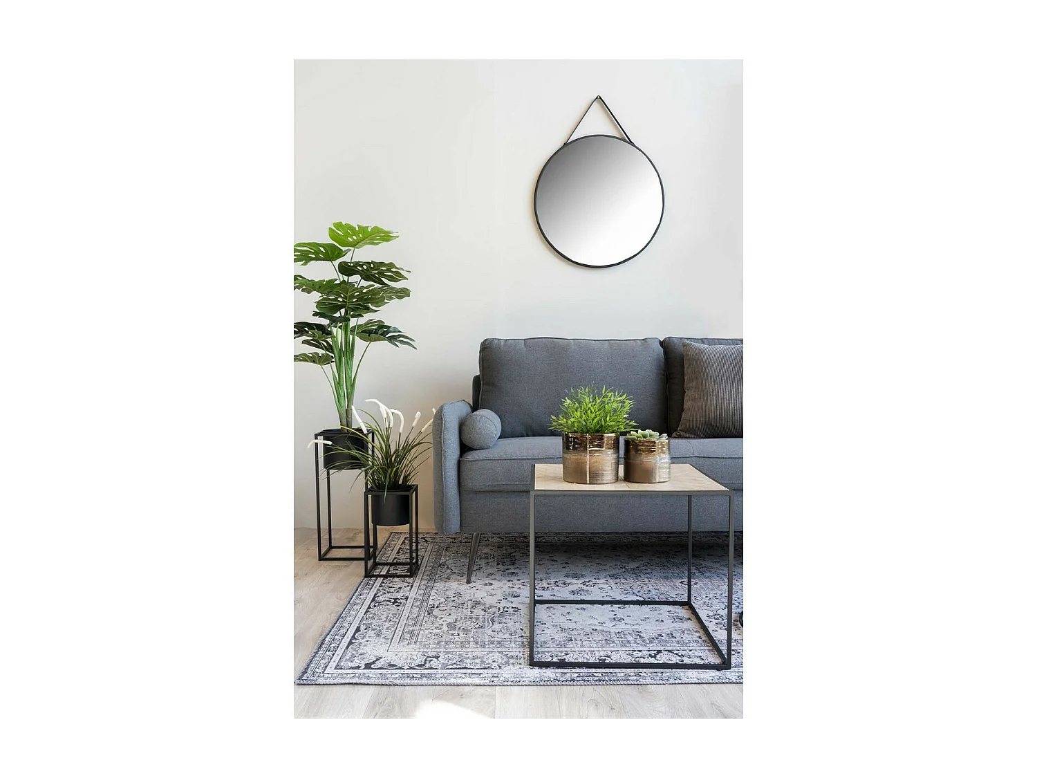 Lot de 2 Cache Pots Marla, Noir, 19,5x19,5x50,5 cm, Seven Design