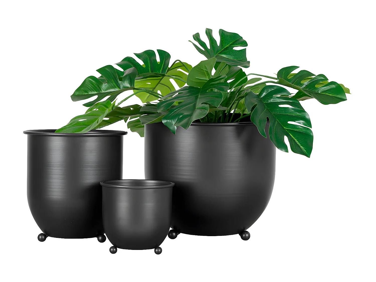 Set van 3 Plantenpotten Nova, Zwart, 19x19x1022 cm, EPIKASA