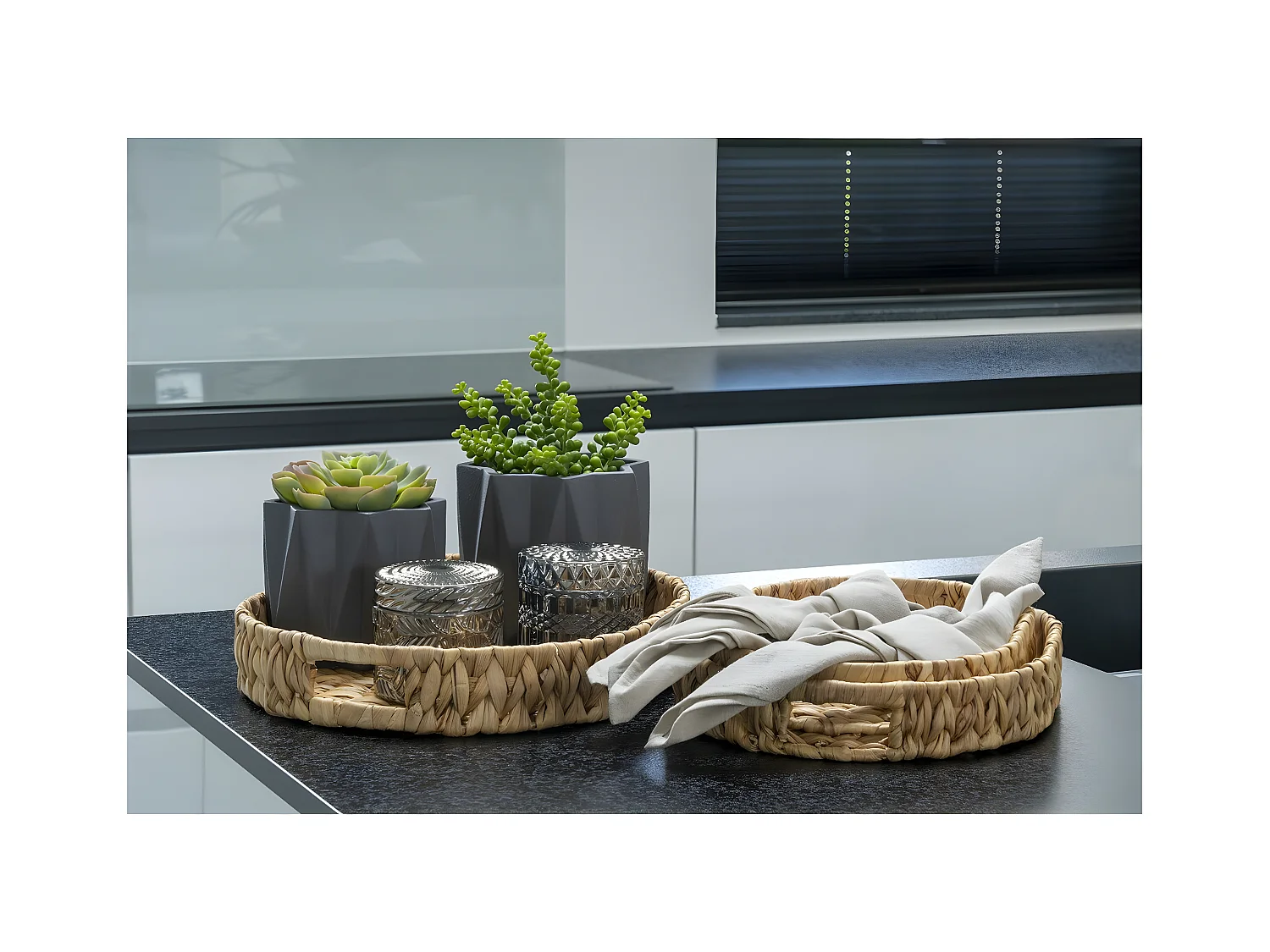 Set van 2 Decoratieve Potten Jars, Blauw, 9x9x8,5 cm, EPIKASA