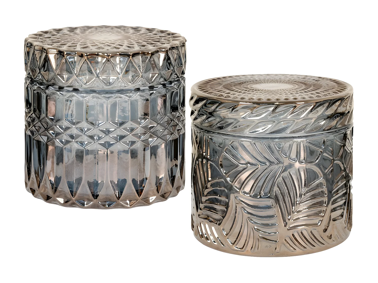 Lot de 2 Pots Décoratifs Jars, Bleu, 9x9x8,5 cm, Seven Design