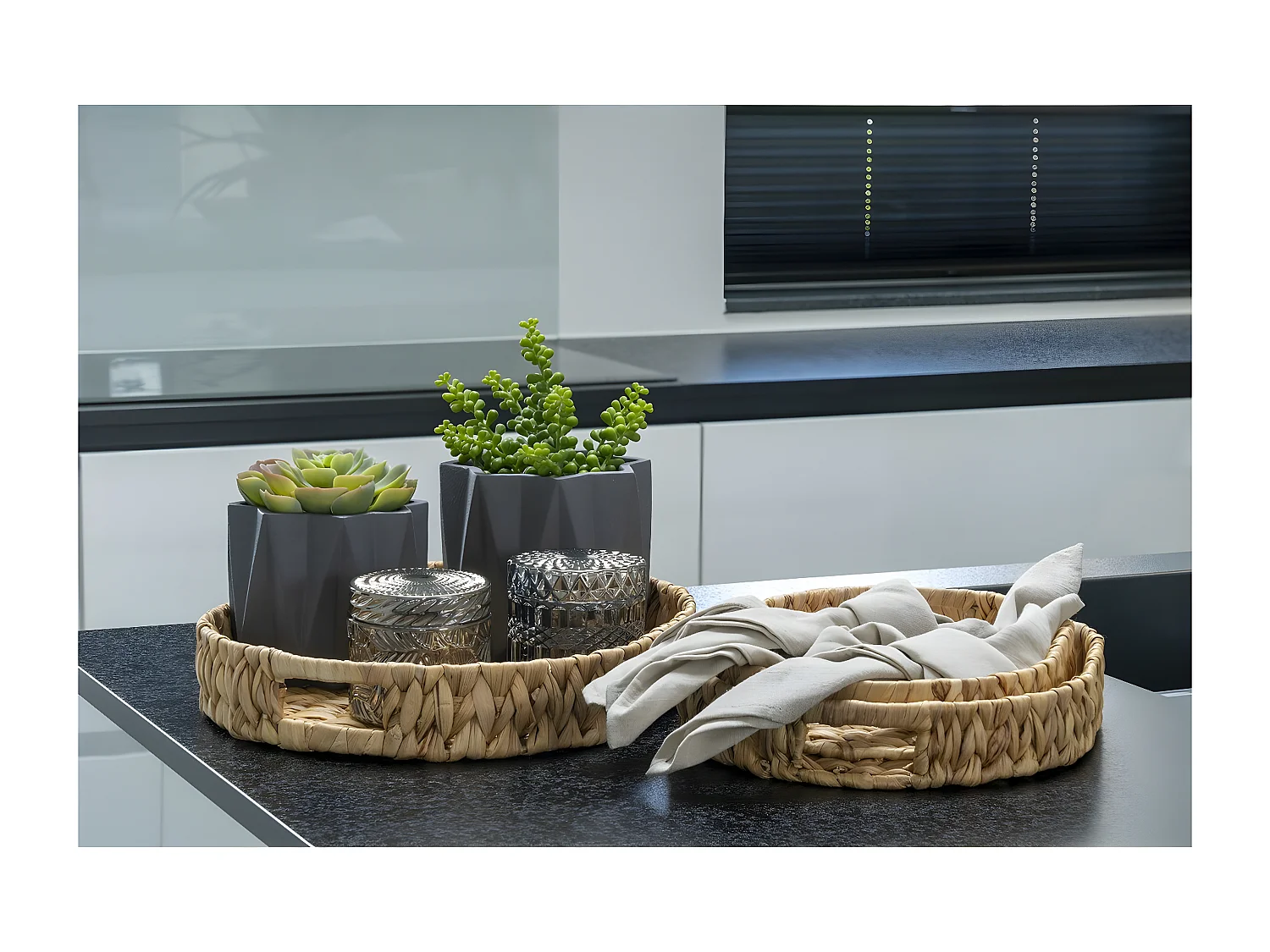 Lot de 2 Pots Décoratifs Jars, Bleu, 9x9x8,5 cm, Seven Design