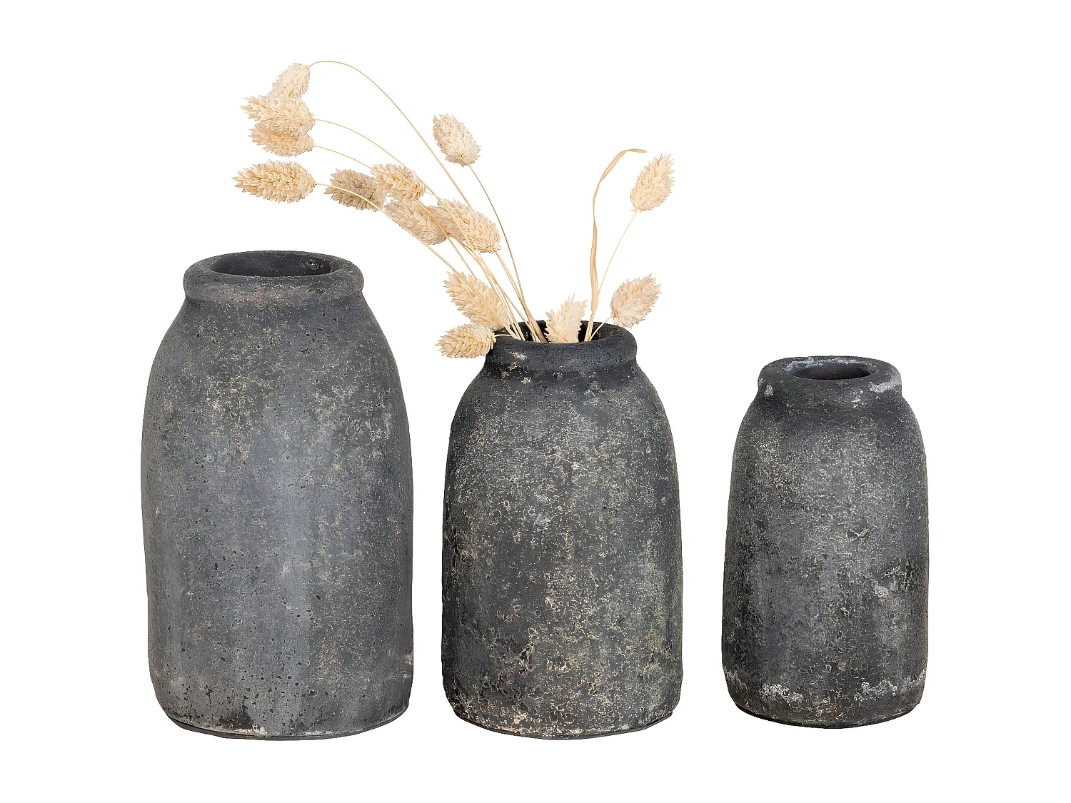 Set van 3 Decoratieve Plantenbakken Velas, Grijs, 13x13x22 cm, EPIKASA