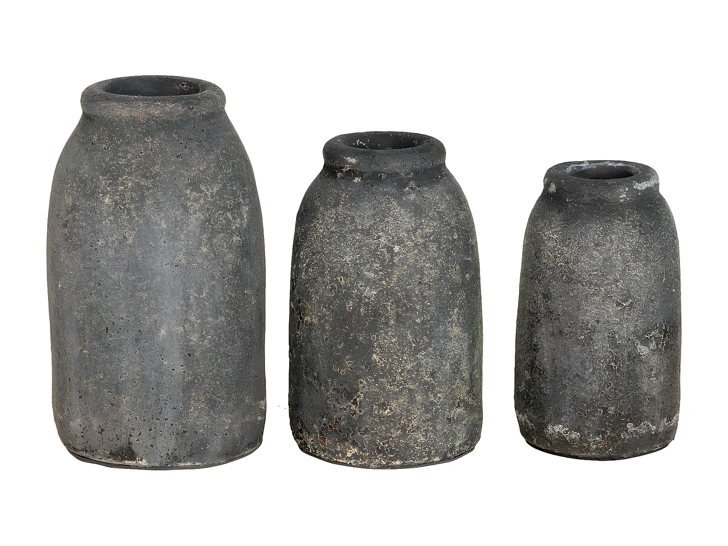 Lot de 3 Pots Décoratifs Velas, Gris, 13x13x22 cm, Seven Design