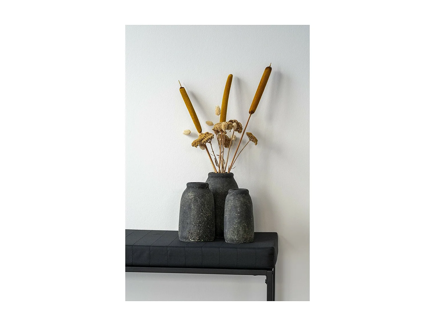 Lot de 3 Pots Décoratifs Velas, Gris, 13x13x22 cm, Seven Design