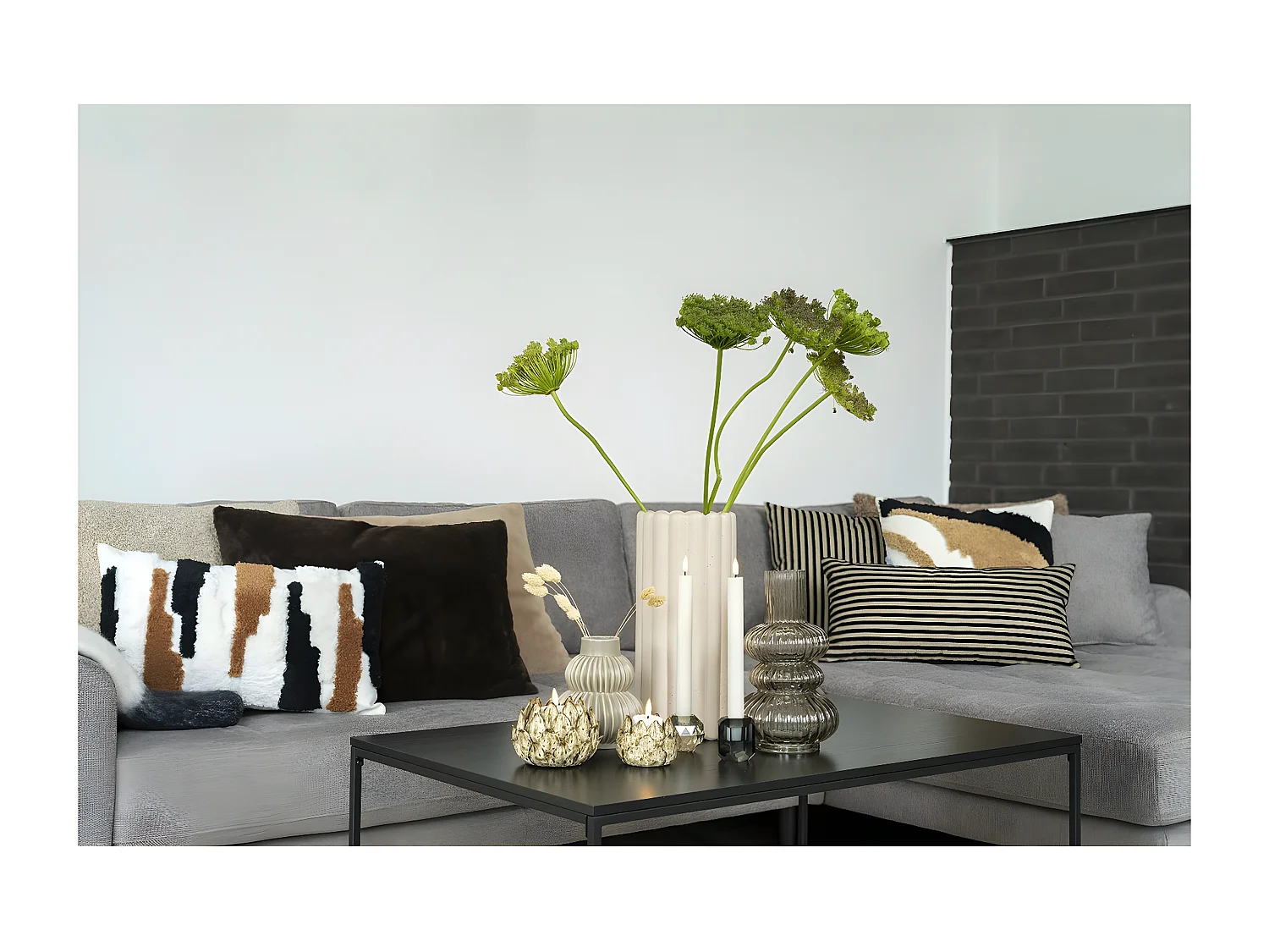 Vase Décoratif Dahlia, Beige, 15x15x25 cm, EPIKASA