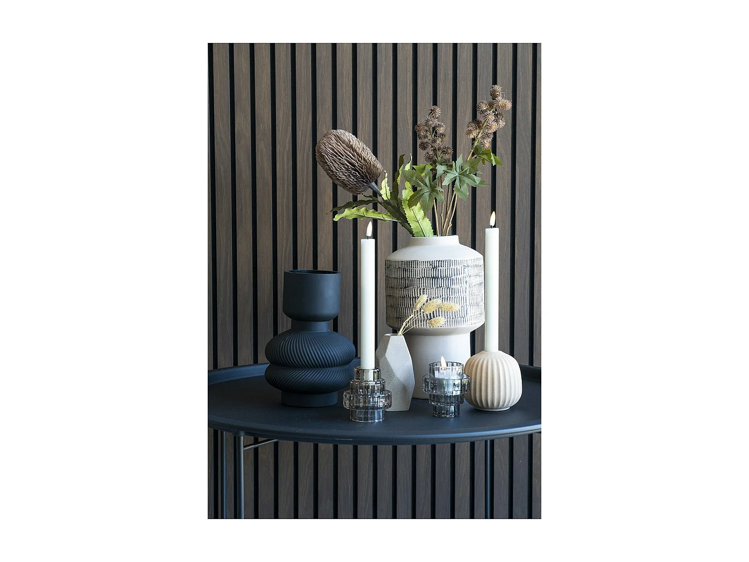 Vase Décoratif Fern, Noir, 15x15x22 cm, EPIKASA