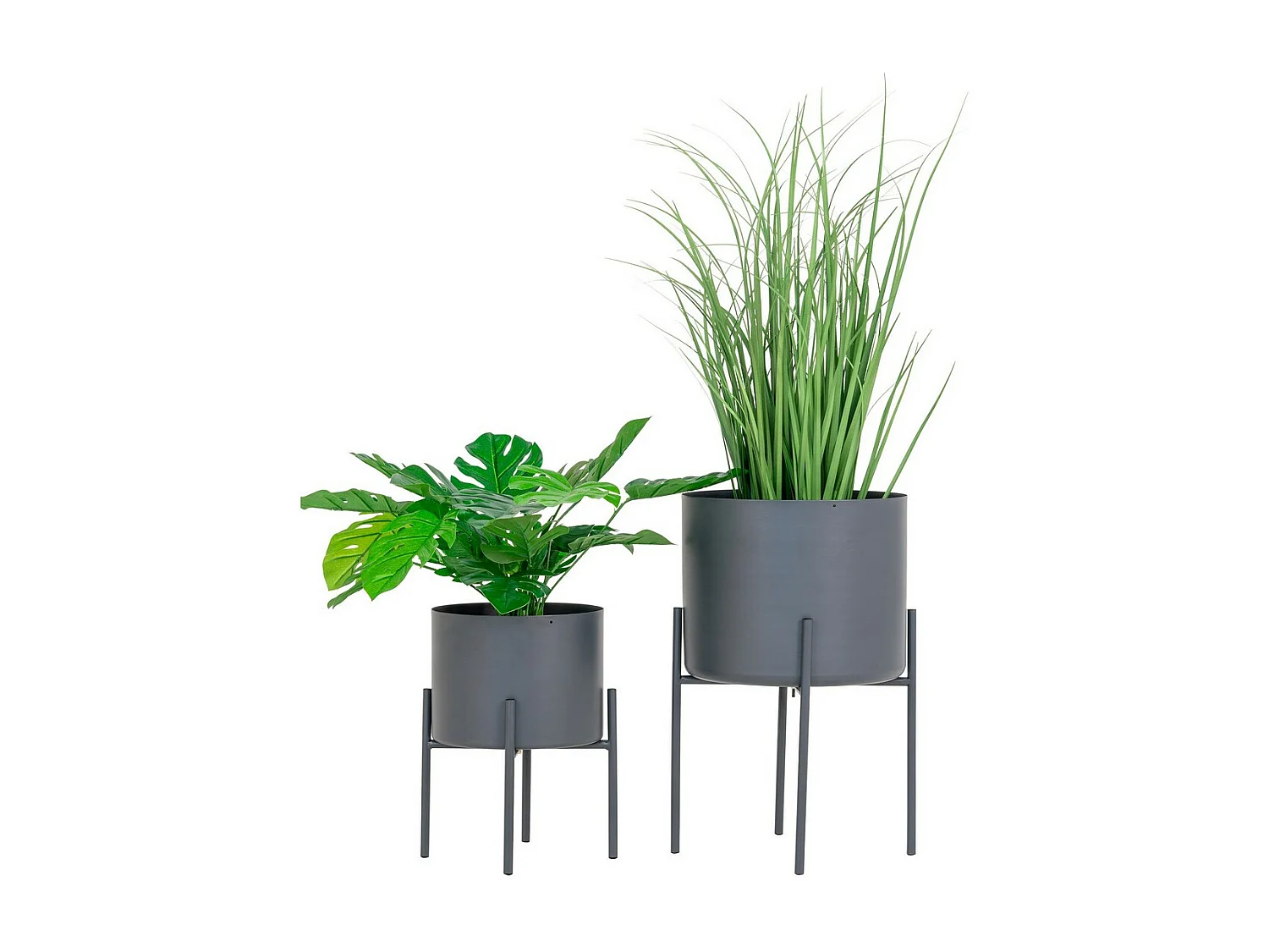 Lot de 2 Cache Pots Pavia, Gris, 26,5x26,5x28,5 cm, Seven Design