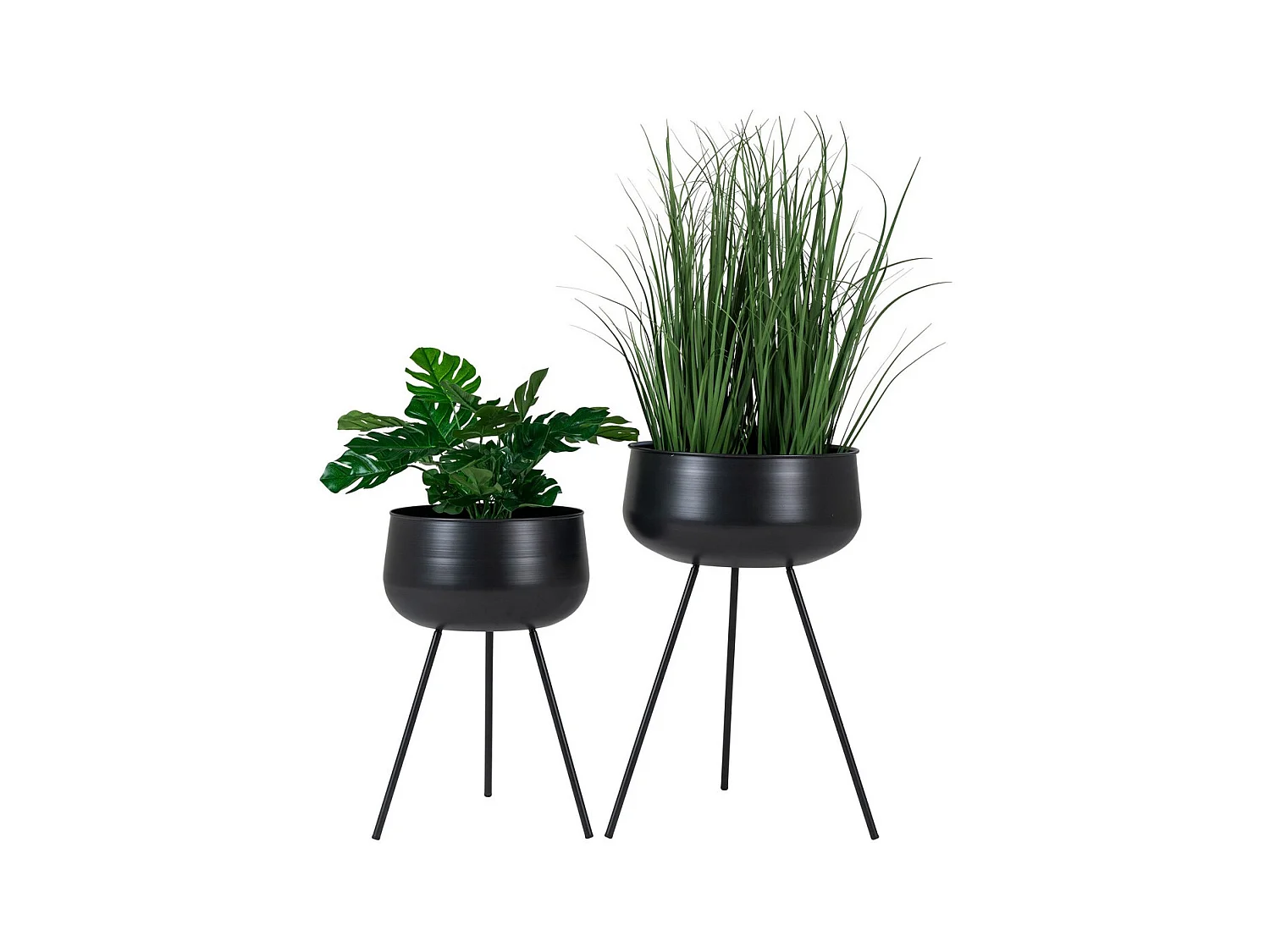 Set van 2 Plantenpotten Ardola, Zwart, 34x34x56 cm, Epikasa