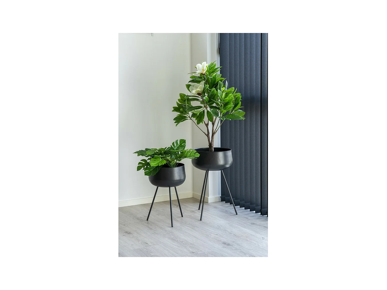 Set van 2 Plantenpotten Ardola, Zwart, 34x34x56 cm, Epikasa